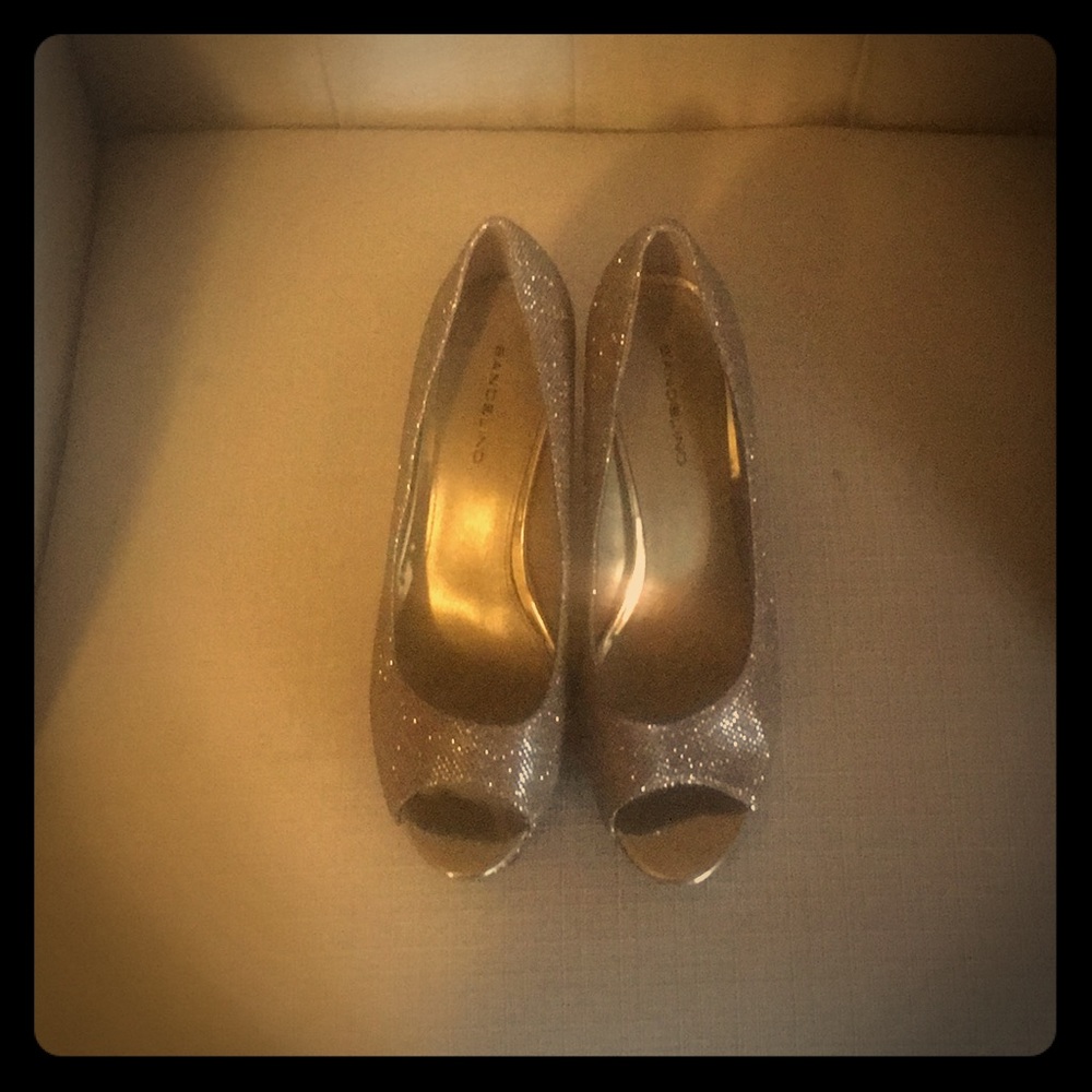 Gold Glitter, 10, Bandolino Peep Toe Pumps